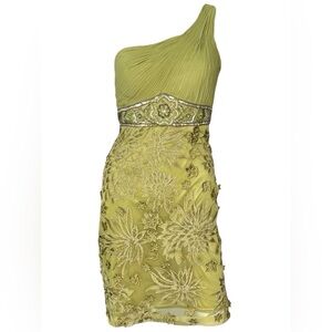 NWT Sue Wong One-Shoulder Celadon Floral Dress